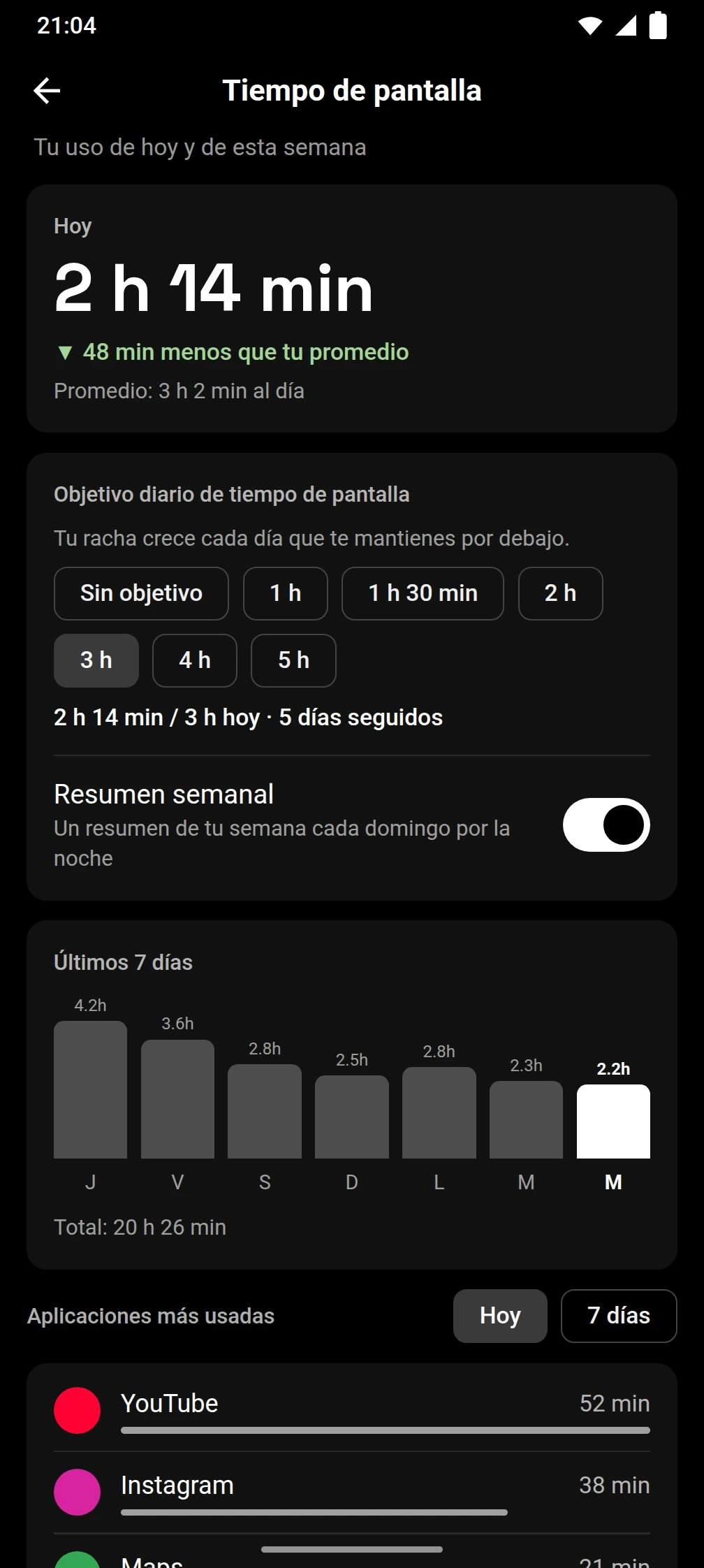 Captura de pantalla de la aplicación Timeout
