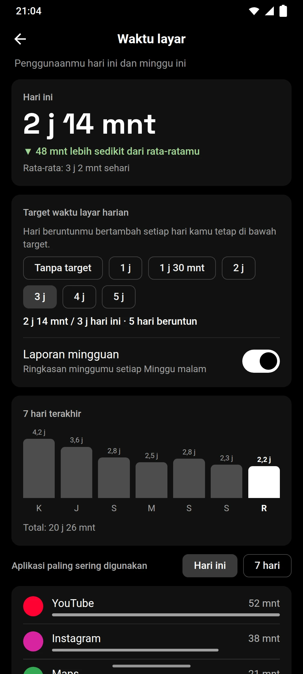 Tangkapan layar aplikasi Timeout