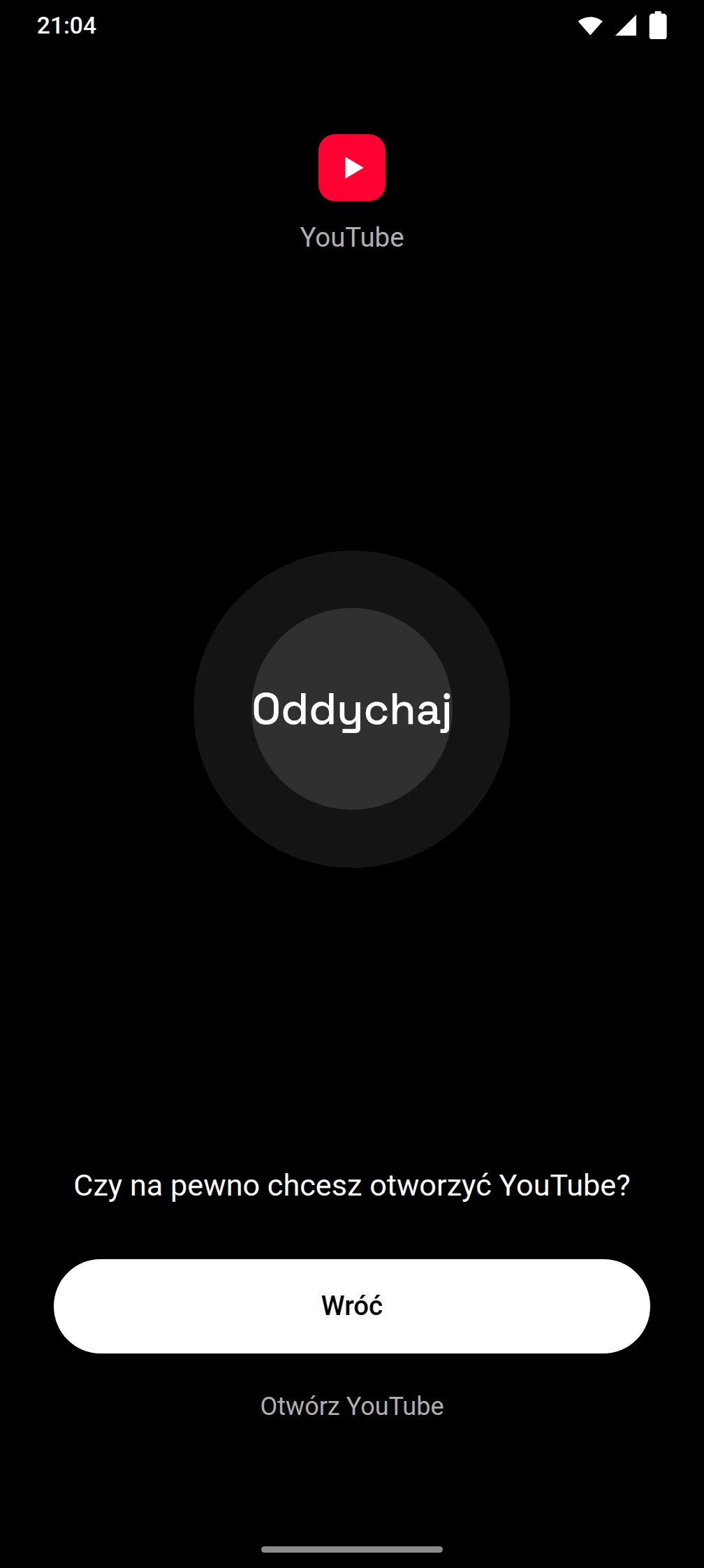 Zrzut ekranu aplikacji Timeout