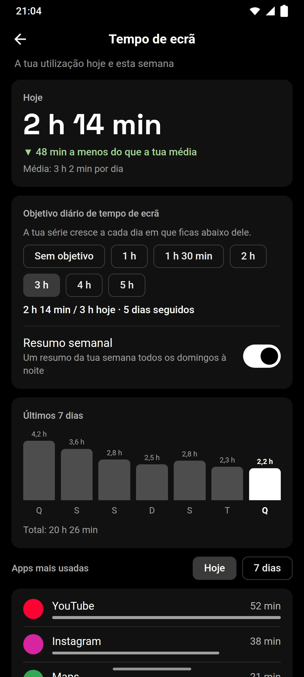 Captura de ecrã da app Timeout