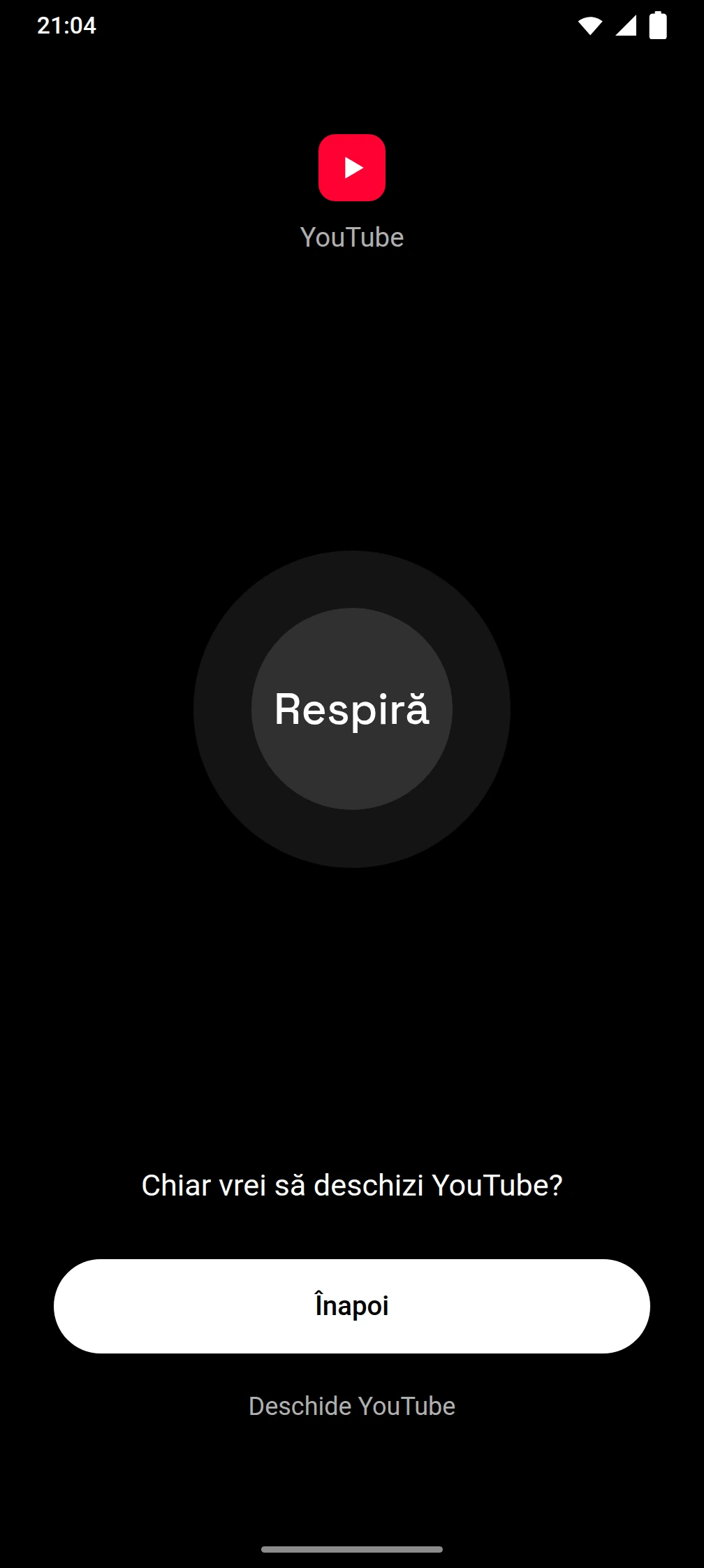 Captură de ecran a aplicației Timeout
