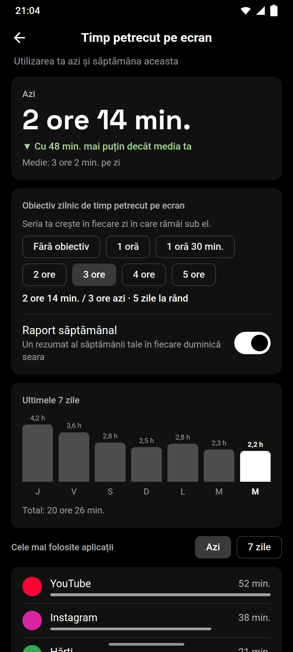Captură de ecran a aplicației Timeout