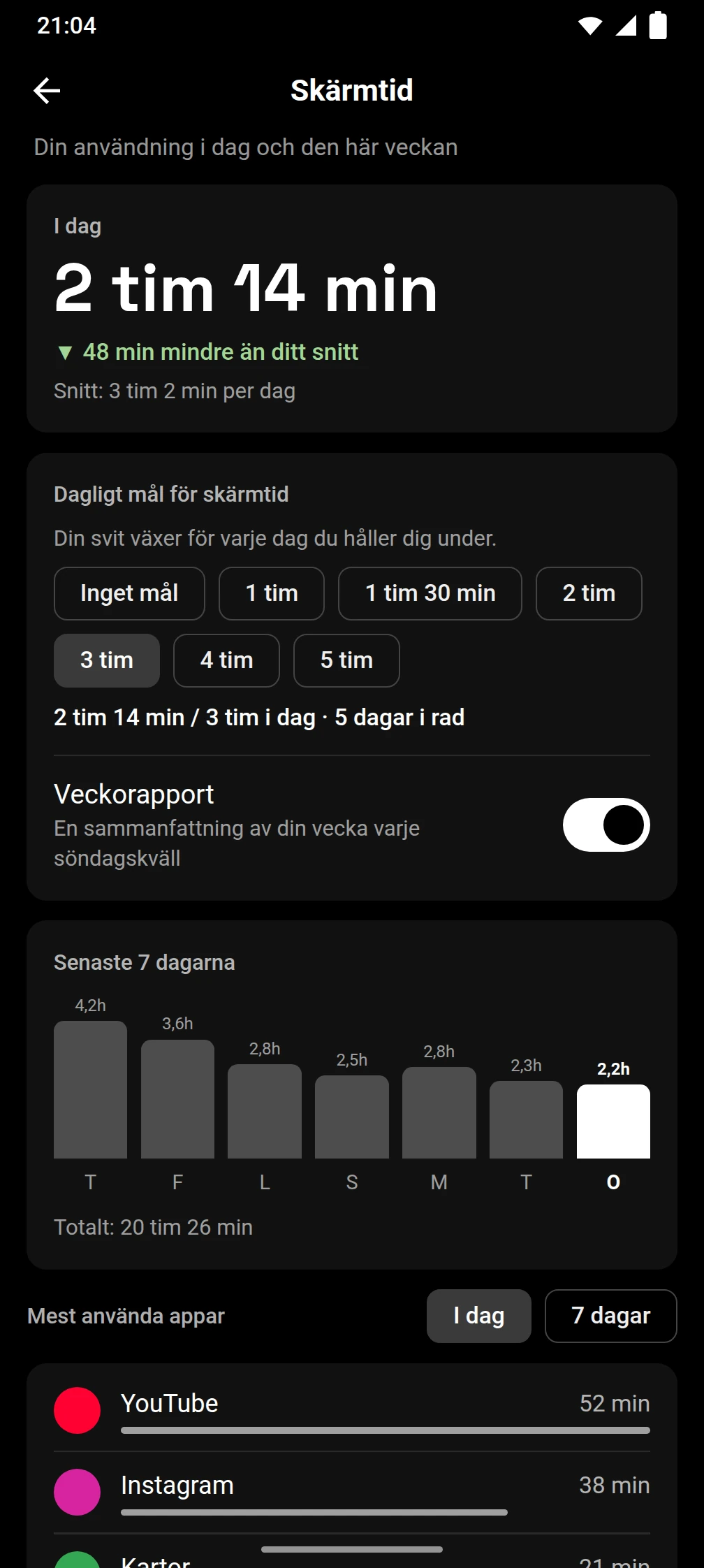 Skärmbild av Timeout-appen