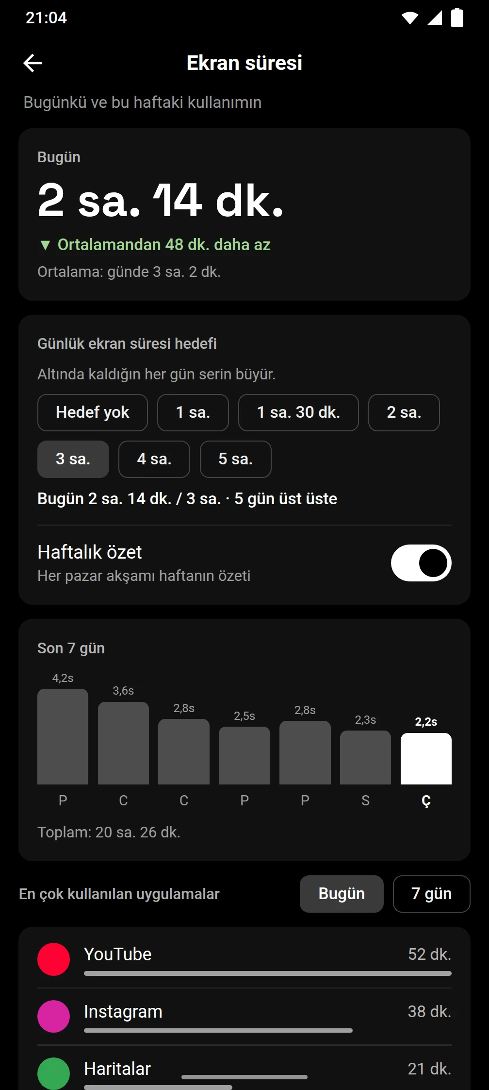 Timeout uygulamasının ekran görüntüsü