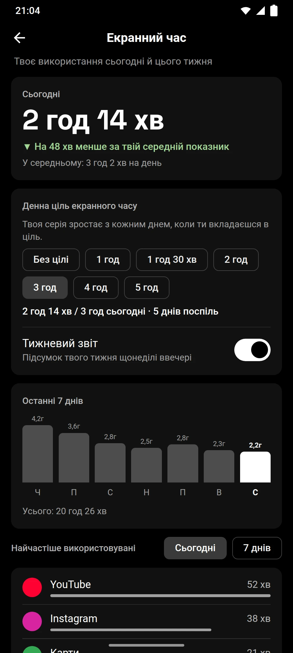 Знімок екрана застосунку Timeout